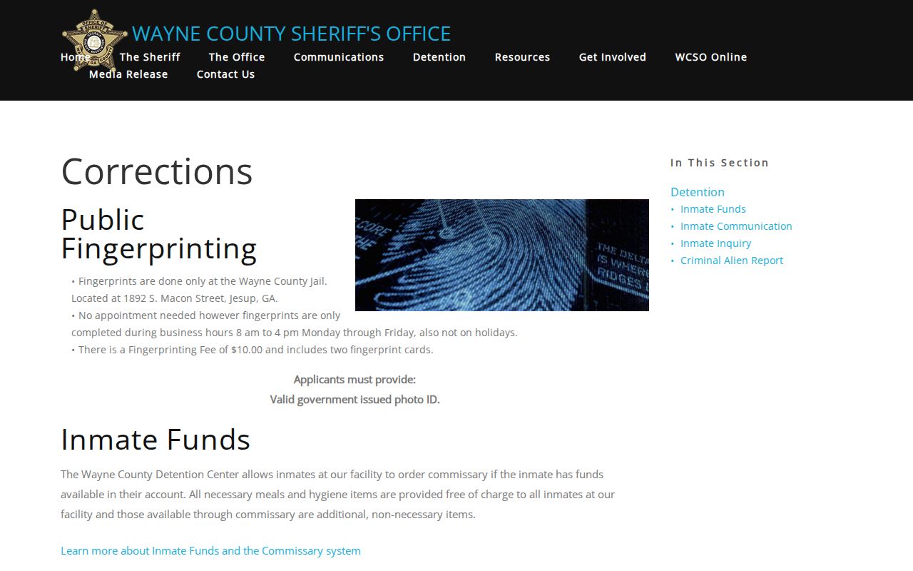 Wayne County Jail release records and corrections source