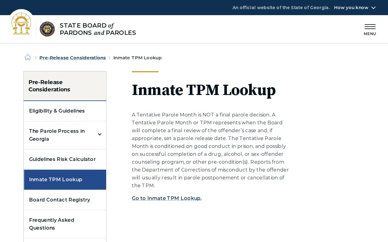 Wayne County projected release date Georgia tentative parole month source