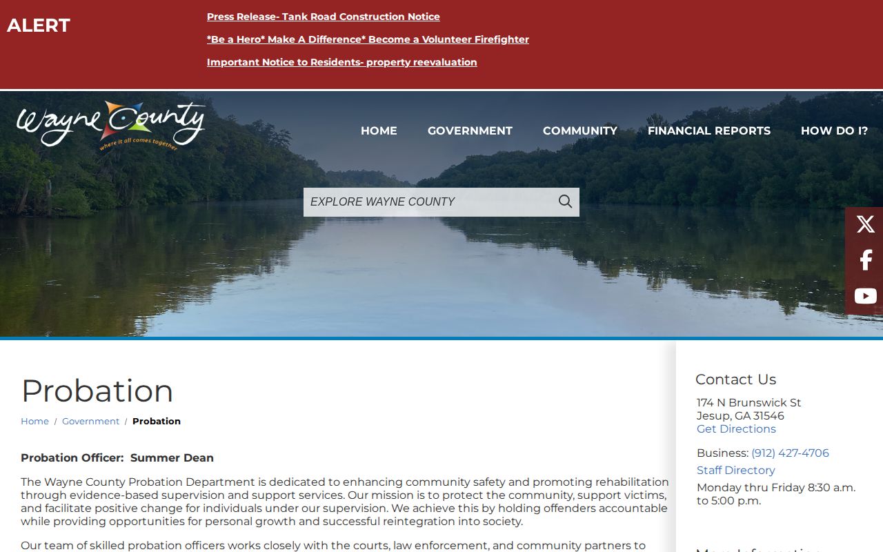 Wayne County probation office contact and supervision record