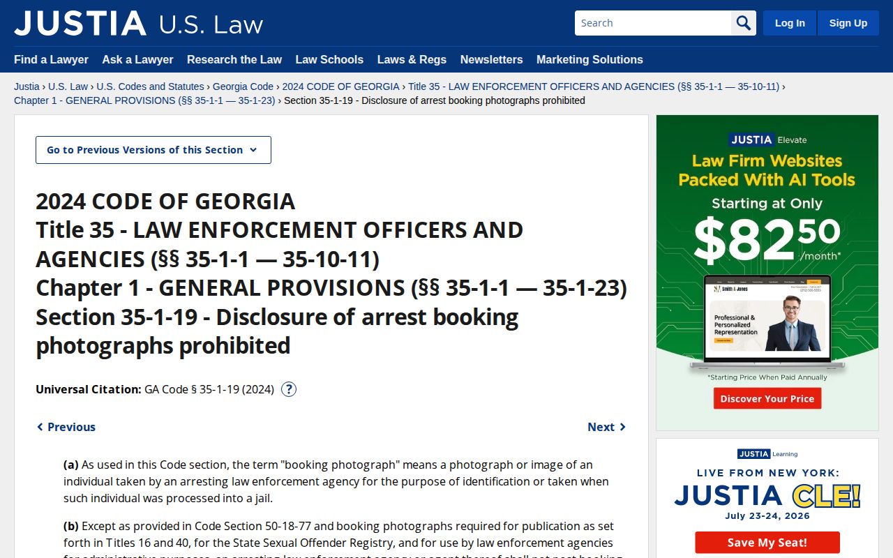Georgia booking photograph disclosure law for Wayne County released mugshots